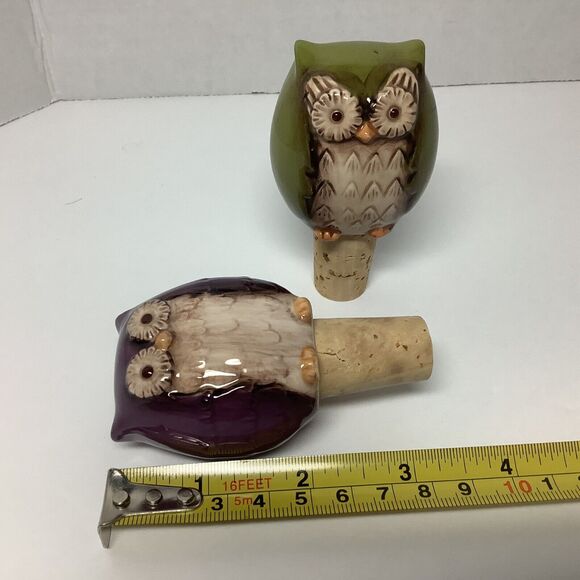 Owl Vinegar/ Wine Bottle Cork Stopper, Brown and Green Modern Country Style - Picture 3 of 4